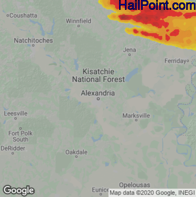 Hail Map for Alexandria, LA Region on June 14, 2023 