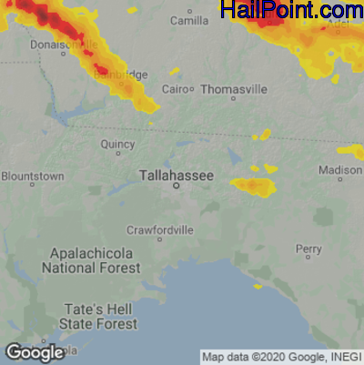 Hail Map for Tallahassee, FL Region on June 14, 2023