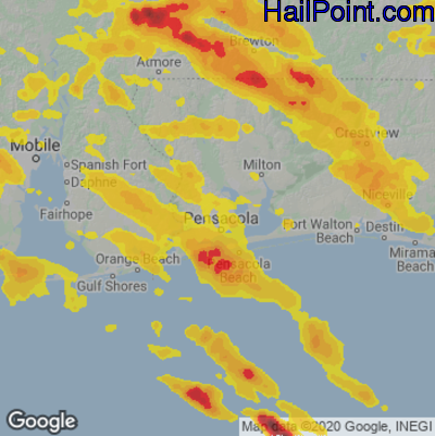 Hail Map for Pensacola, FL Region on June 15, 2023