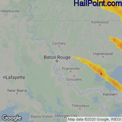 Hail Map for Baton Rouge, LA Region on June 15, 2023