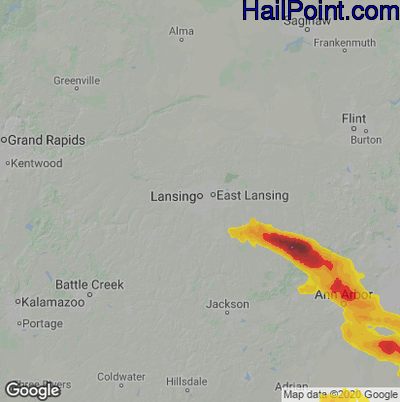 Hail Map for Lansing, MI Region on June 15, 2023