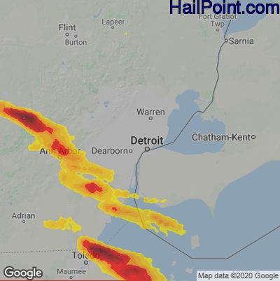 Hail Map for Detroit, MI Region on June 15, 2023 