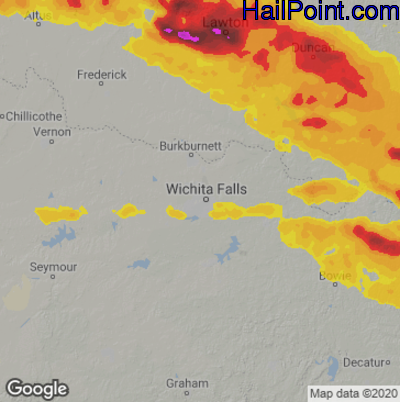 Hail Map for Wichita Falls, TX Region on June 15, 2023