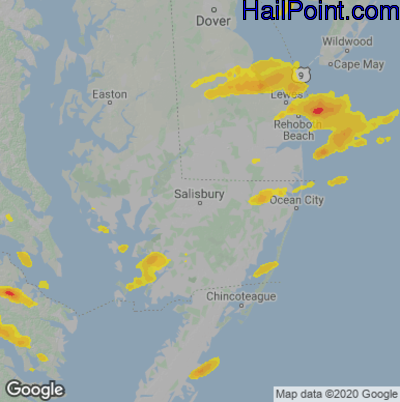 Hail Map for Salisbury., MD Region on June 16, 2023