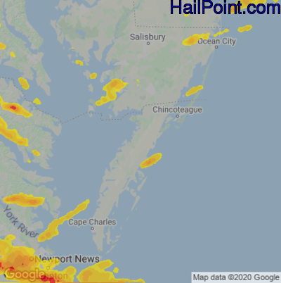 Hail Map for Parksley, DE Region on June 16, 2023