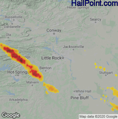 Hail Map for Little Rock, AR Region on June 16, 2023