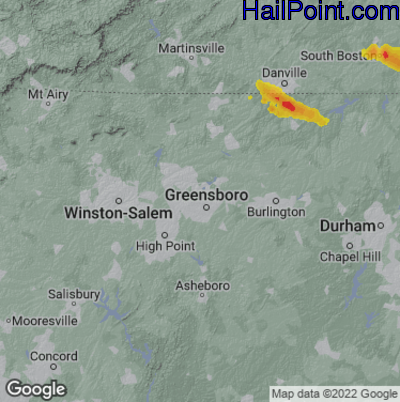 Hail Map for Greensboro, NC Region on June 16, 2023 