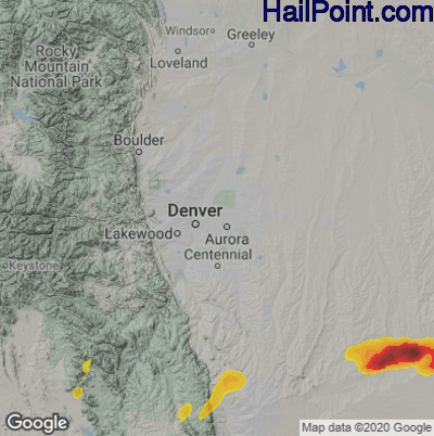 Hail Map for Denver, CO Region on June 16, 2023