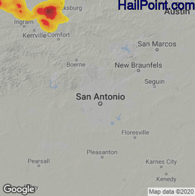 Hail Map for San Antonio, TX Region on June 16, 2023 