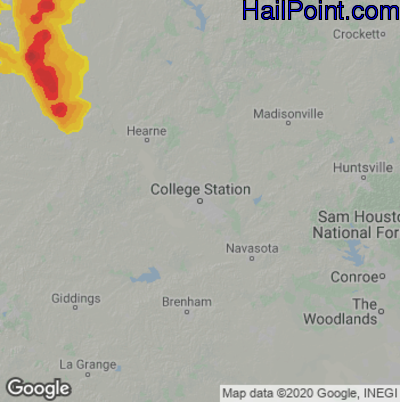 Hail Map for College Station, TX Region on June 17, 2023
