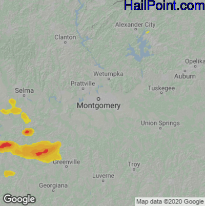 Hail Map for Montgomery, AL Region on June 17, 2023 