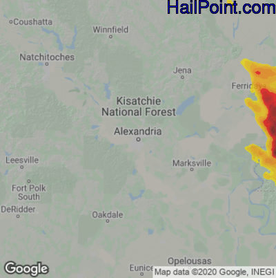Hail Map for Alexandria, LA Region on June 17, 2023 