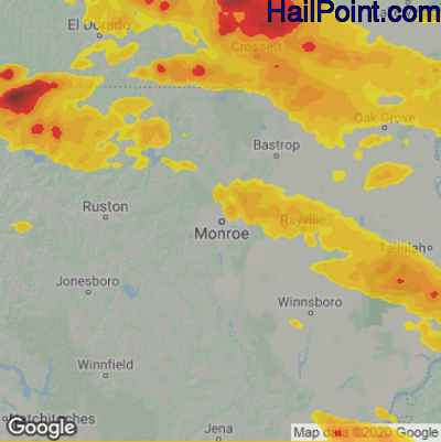 Hail Map for Monroe, LA Region on June 17, 2023