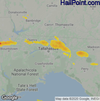 Hail Map for Tallahassee, FL Region on June 17, 2023