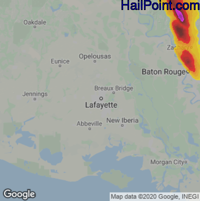 Hail Map for Lafayette, LA Region on June 17, 2023 