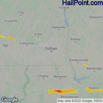 Hail Map for Dothan, AL Region on June 17, 2023 