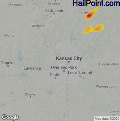 Hail Map for Kansas City, KS Region on June 17, 2023