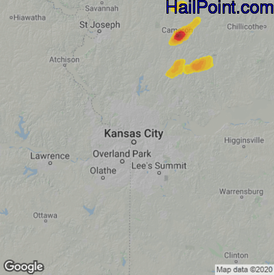 Hail Map for Kansas City, MO Region on June 17, 2023