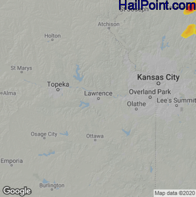 Hail Map for Lawerence, KS Region on June 17, 2023