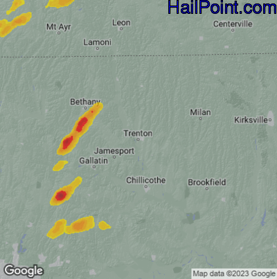 Hail Map for Trenton, MO Region on June 17, 2023 