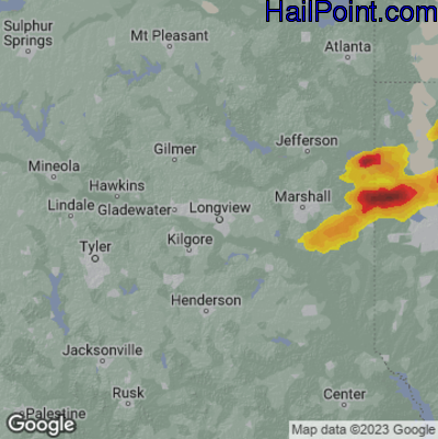 Hail Map for Long View, TX Region on June 17, 2023 