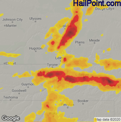 Hail Map for Liberal, KS Region on June 17, 2023