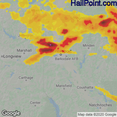 Hail Map for Shreveport, LA Region on June 17, 2023