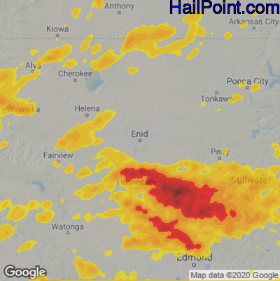 Hail Map for Enid, OK Region on June 18, 2023