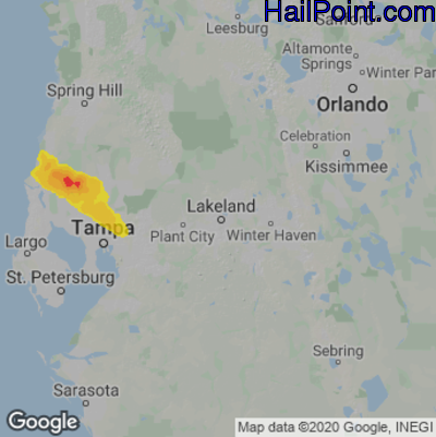 Hail Map for Lakeland, FL Region on June 18, 2023