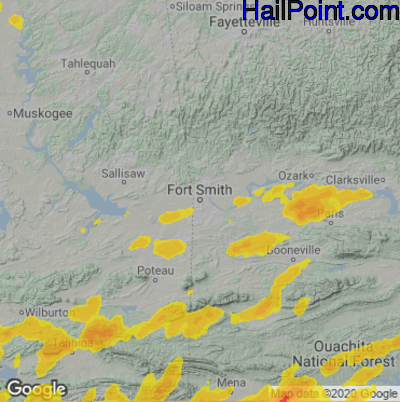 Hail Map for Forth Smith, AR Region on June 18, 2023