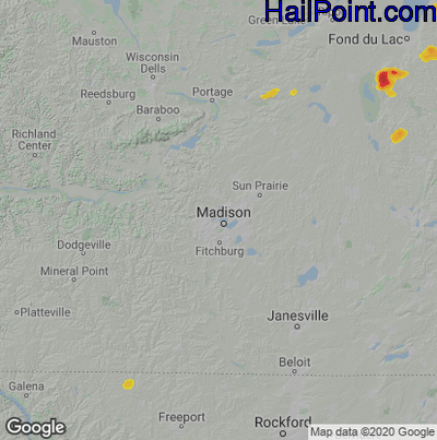 Hail Map for Madison, WI Region on June 18, 2023