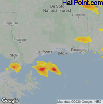 Hail Map for Gulfport, MS Region on June 18, 2023 