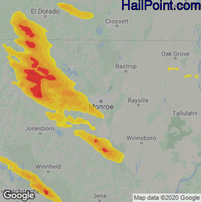 Hail Map for Monroe, LA Region on June 19, 2023 