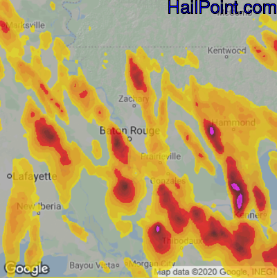Hail Map for Baton Rouge, LA Region on June 20, 2023