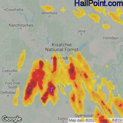 Hail Map for Alexandria, LA Region on June 20, 2023 