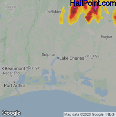Hail Map for Lake Charles, LA Region on June 20, 2023