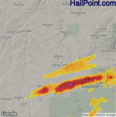 Hail Map for Gilette, WY Region on June 21, 2023