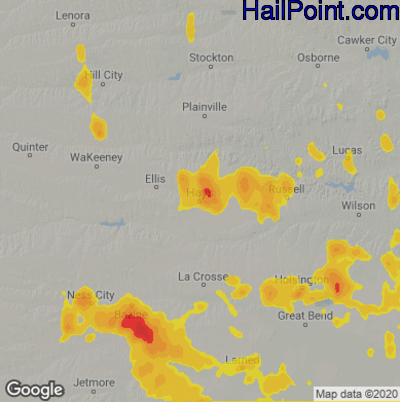 Hail Map for Hays, KS Region on June 21, 2023