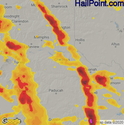Hail Map for Childress, TX Region on June 21, 2023