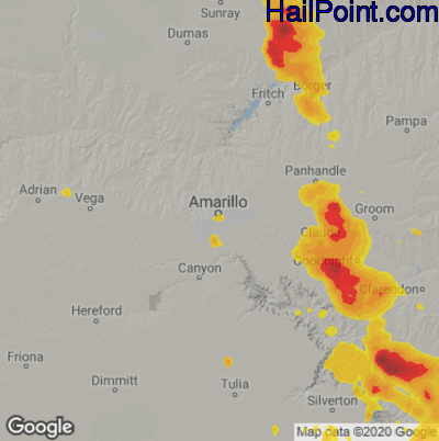 Hail Map for Amarillo, TX Region on June 21, 2023 