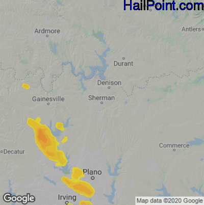 Hail Map for Sherman, TX Region on June 21, 2023