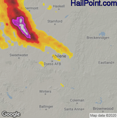 Hail Map for Abilene, TX Region on June 22, 2023