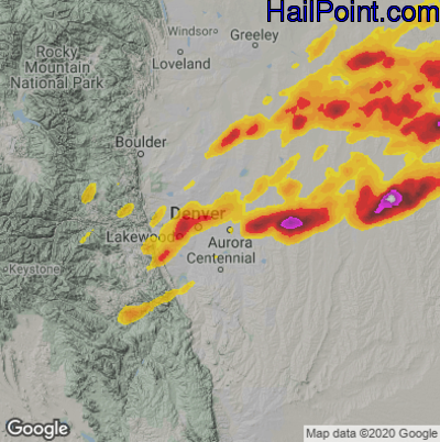 Hail Map for Denver, CO Region on June 29, 2023