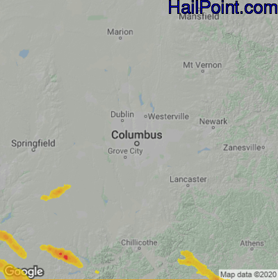 Hail Map for Columbus, OH Region on July 18, 2023 