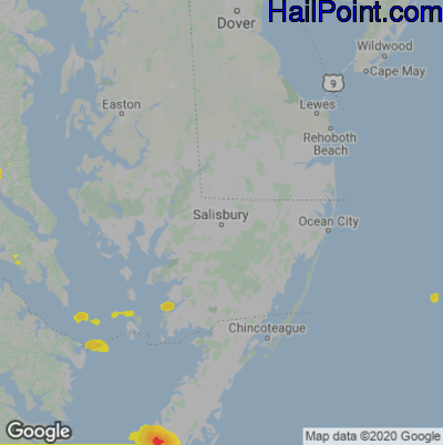 Hail Map for Salisbury., MD Region on July 26, 2023