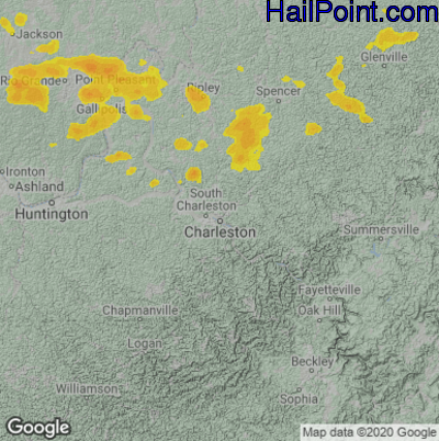 Hail Map Charleston, WV July 27, 2023 