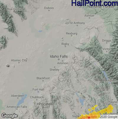 Hail Map for Idaho Falls, ID Region on July 27, 2023