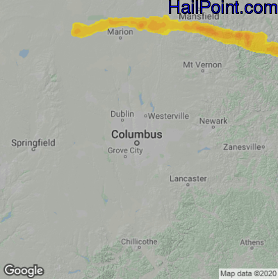 Hail Map for Columbus, OH Region on August 12, 2023 