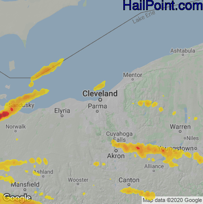 Hail Map for Cleveland, OH Region on August 12, 2023 