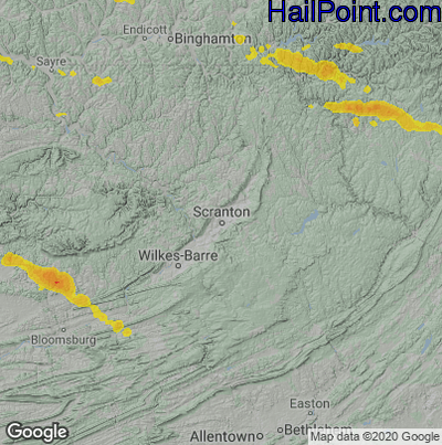 Hail Map for Scranton, PA Region on August 12, 2023